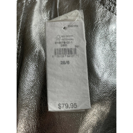 NEW Gap Silver Metallic High Waisted Faux Leather Vegan A Line Mini Skirt Size 6