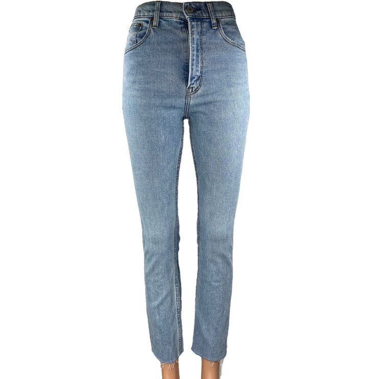 Abercrombie & Fitch The 90s Slim Straight High Rise Blue Denim Jeans Size 24