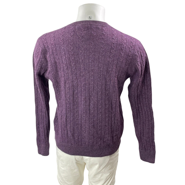 Raffi Men's Purple 100% Cashmere Cable Knit Crew Neck Long Sleeve Sweater Top XL