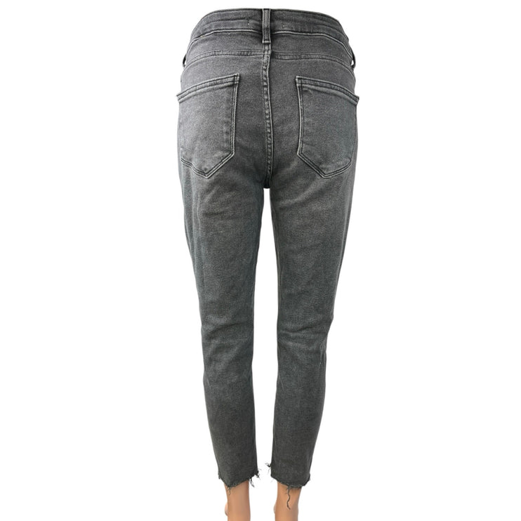 Zara Women's Gray Mid Rise Stretch Raw Hem Cropped Skinny Denim Jeans Size 8