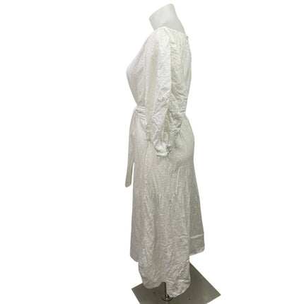 Mara Hoffman Women's White Puff Long Sleeve Belted Maxi Flared A-Line Dress XL