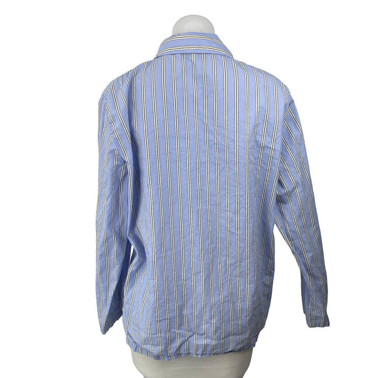 Laurence Tavernier Blue Striped Long Sleeve Button Up Shirt Sleepwear Pajamas S