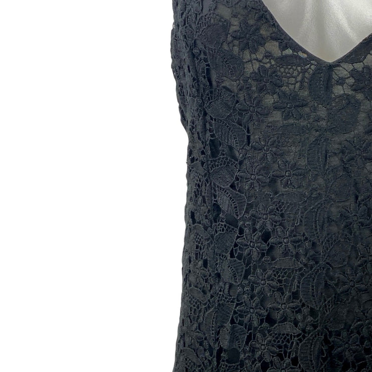 Polo Ralph Lauren Black Floral Lace Sleeveless Cami Camisole Midi A-Line Dress M