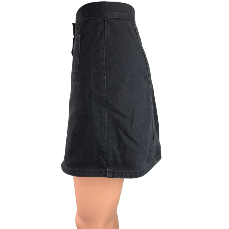 Urban Outfitters BDG Women's Black Denim Button Front Casual Mini Skirt Size XS