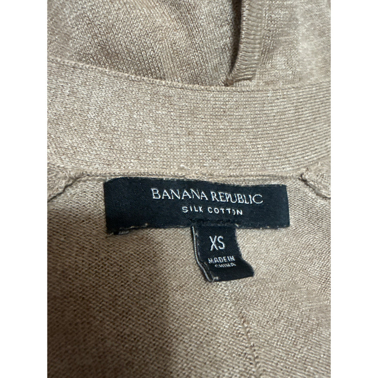 Banana Republic Women's Tan Silk Cotton Knit Long Cardigan Sweater Top Size XS