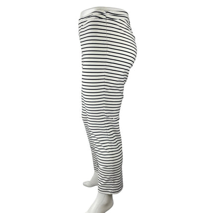 J. Jill Precision Stretch White Striped High Rise Pull On Straight Pants Size 18