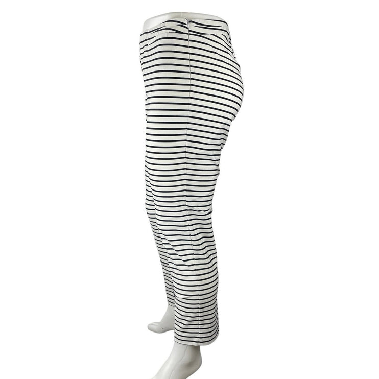 J. Jill Precision Stretch White Striped High Rise Pull On Straight Pants Size 18