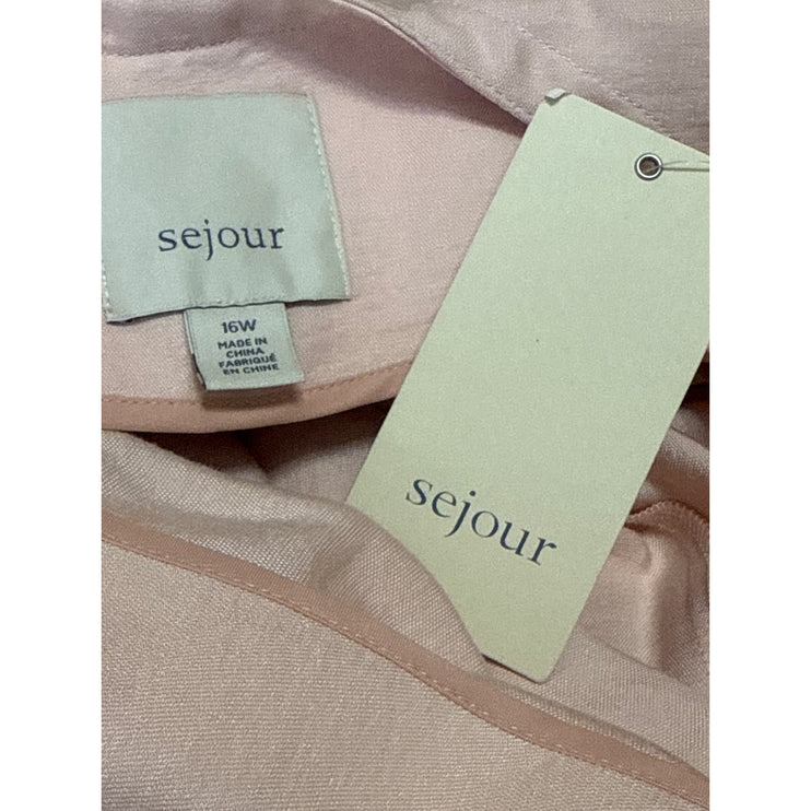 NEW Sejour Womens Pink Long Sleeve Midi Open Front Duster Trench Coat Jacket 16W