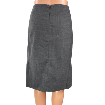 J. Crew Women's Gray Wool High Waisted Slit Knee Length Straight Pencil Skirt 10