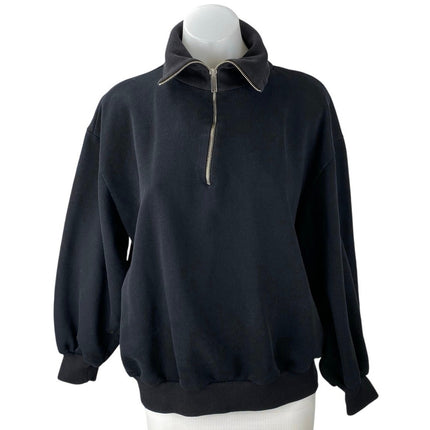 Oak + Fort Women's Black Half Zip Turtleneck Long Sleeve Sweatshirt Top Size XS