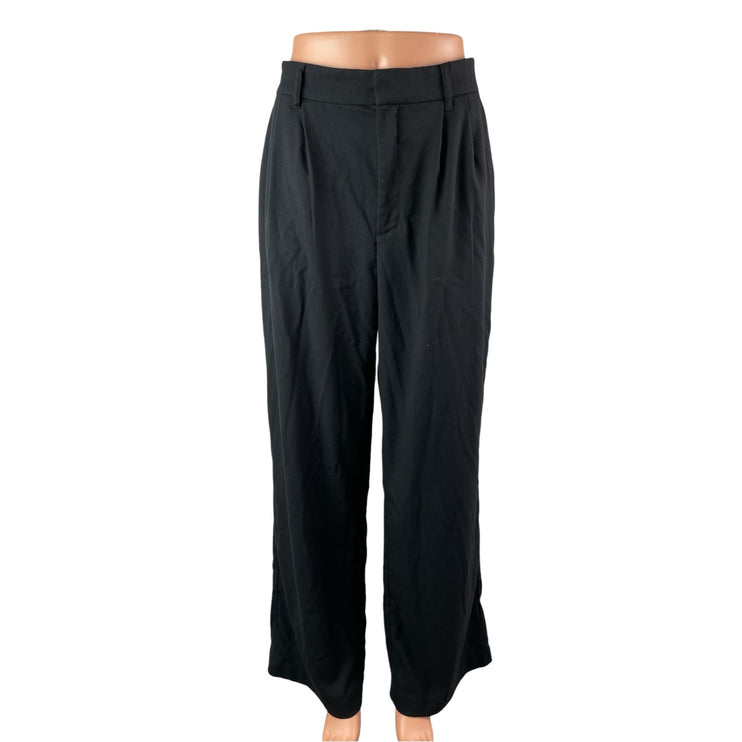 Hollister Women's Black High Waisted Pleated Wide Leg Trousers Pants Size L