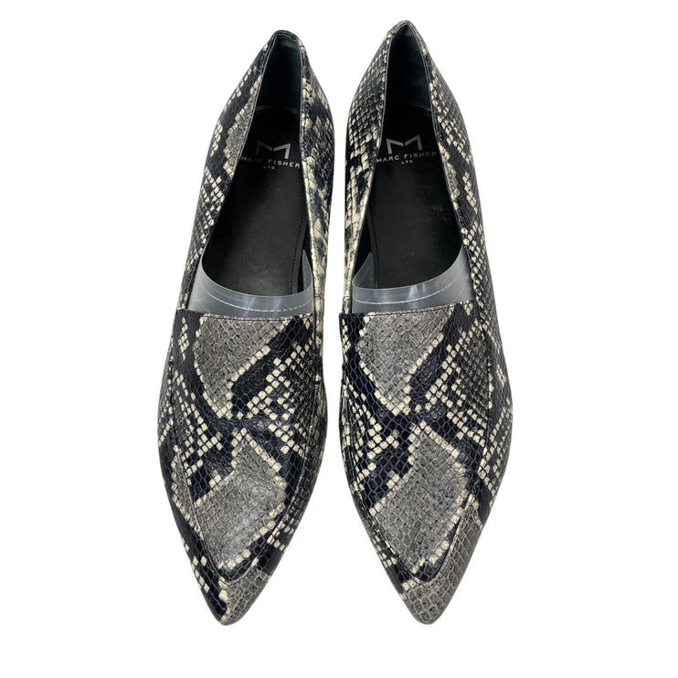 Marc Fisher Zurri Pointed Toe Snakeskin Animal Print Leather Loafer Shoes Sz 10