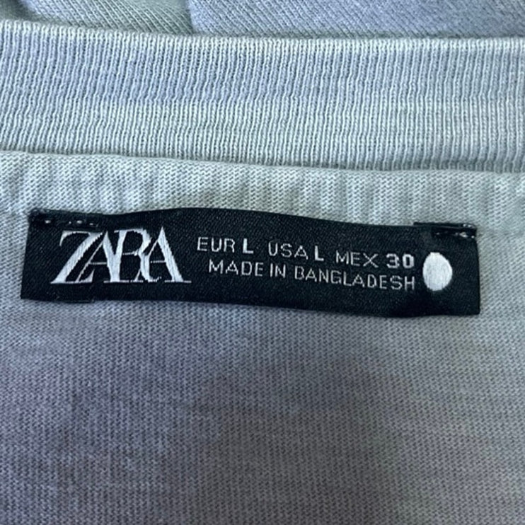 Zara Women's Gray Short Sleeve Crew Neck Basic Cotton T Shirt Tee Top Size L