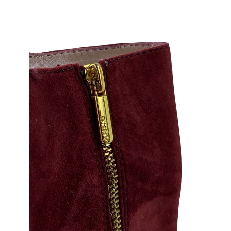 DKNY Teryn Women's Red Suede Round Toe Heeled Platform Zip Up Ankle Boots 6.5