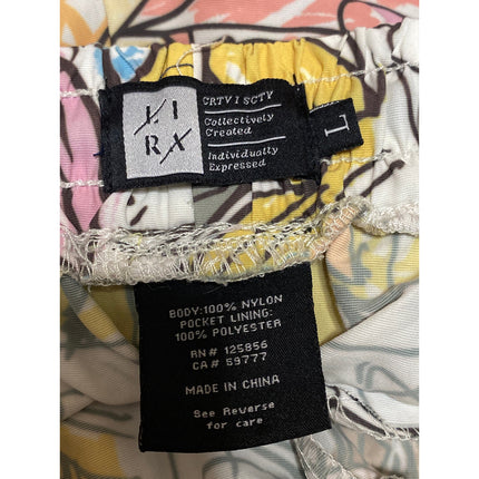 Lira Irdell Multicolor Floral Print High Rise Drawstring Swim Trunks Shorts Sz L