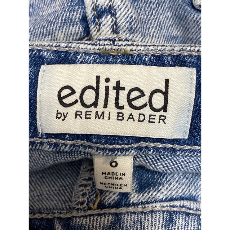 Edited by Remi Bader Women's Blue High Waisted Frayed Hem Mini Pencil Skirt Sz 6