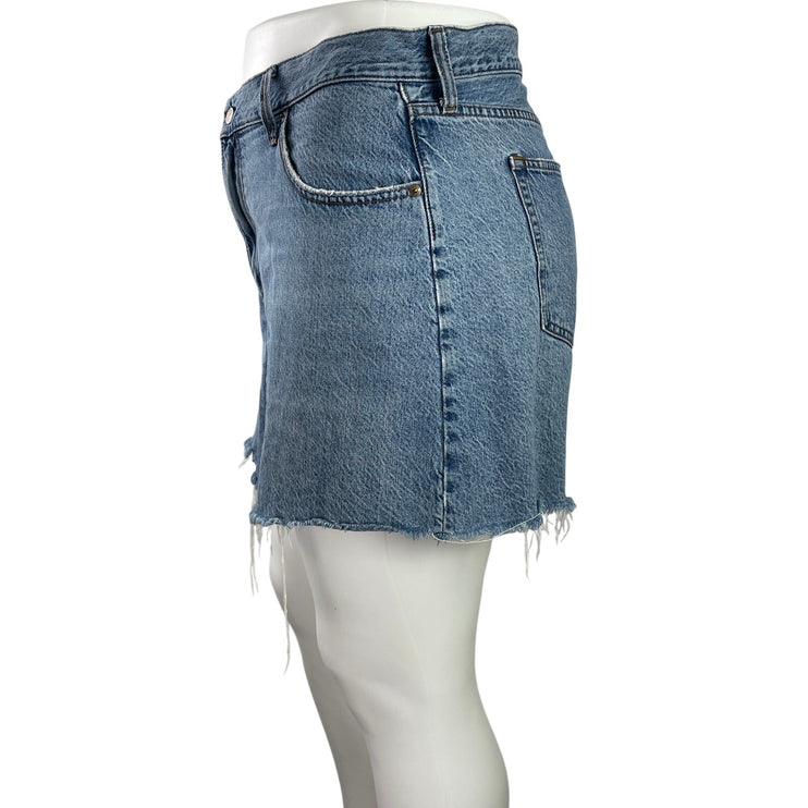 Abercrombie & Fitch The Loose Womens Blue High Rise Cut Off Denim Jean Shorts 33