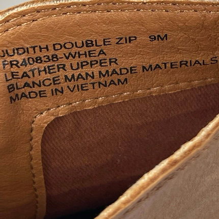 Frye Judith Women's Brown Leather Double Zip Almond Toe Heeled Ankle Boots Sz 9M