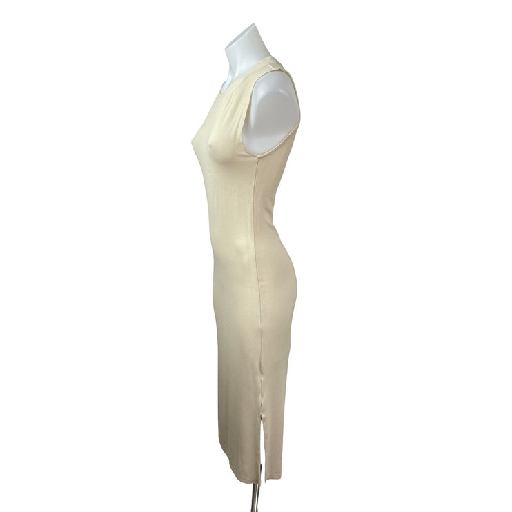 WeWoreWhat Cream Ribbed Knit Slit Sleeveless Tank Sweater Midi Dress Size M