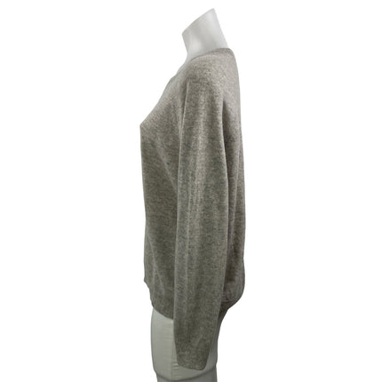 Garnet Hill Women's Gray 100% Cashmere Crew Neck Long Sleeve Sweater Top Size M