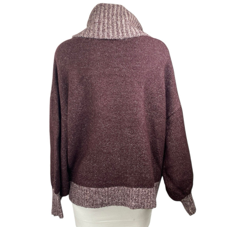 Nine West Women's Maroon Red Turtleneck Long Sleeve Knit Sweater Top Size L