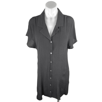 Aritzia Wilfred Free Black Short Sleeve Button Down Mini Shirt Dress Size S