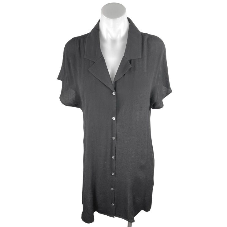 Aritzia Wilfred Free Black Short Sleeve Button Down Mini Shirt Dress Size S
