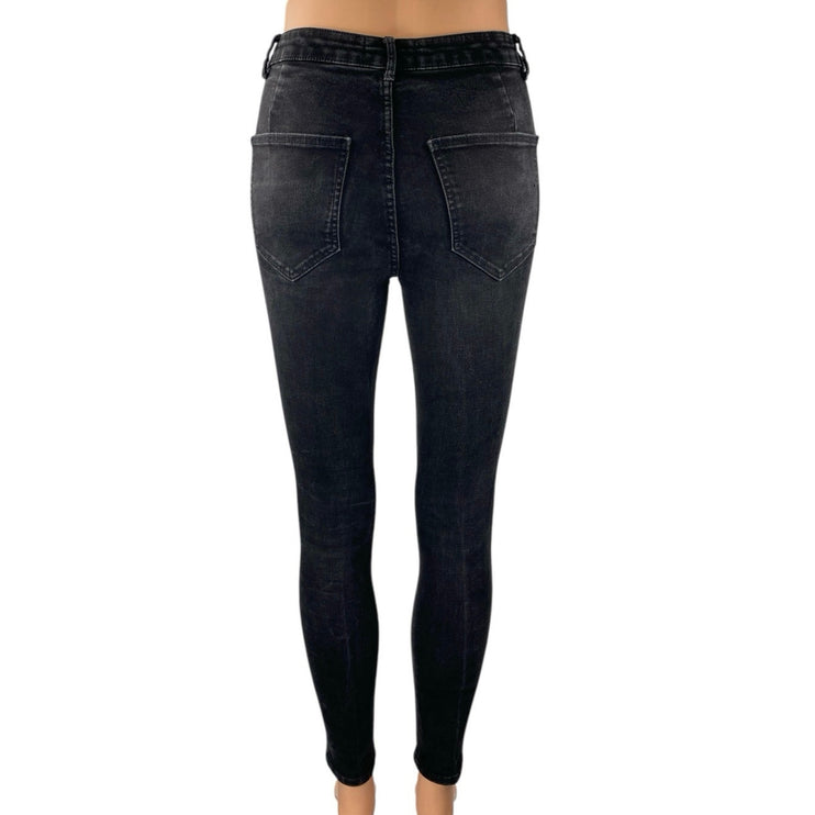 Zara Women's Black Skinny Leg High Waisted Slim Fit Denim Jeans Pants Size 4