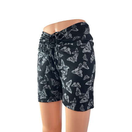 Victoria Secret Pink Active Black Butterfly Ruched Activewear Biker Shorts Sz M