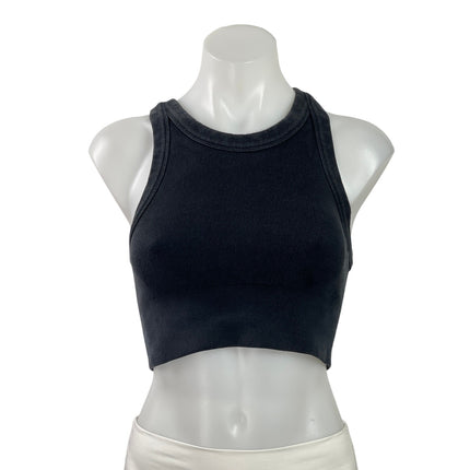Alo Yoga Women's Black Ribbed Knit Racerback Workout Athletic Crop Top Size S