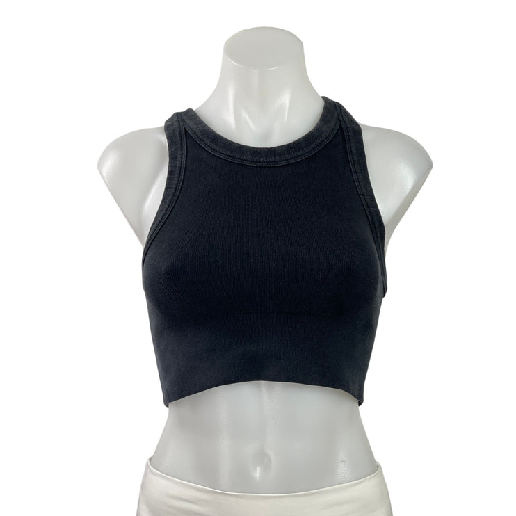 Alo Yoga Women's Black Ribbed Knit Racerback Workout Athletic Crop Top Size S