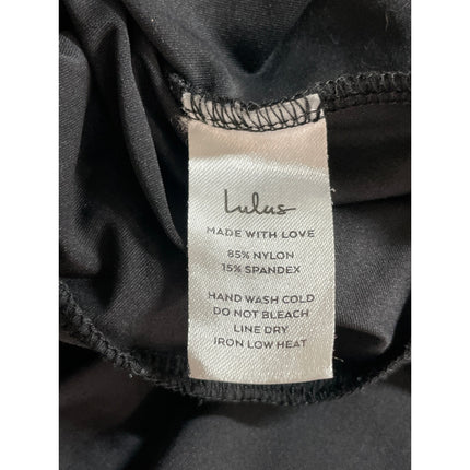 Lulus Women's Black Ruched Sweetheart Neck Long Puff Sleeve Bodysuit Top Size XL