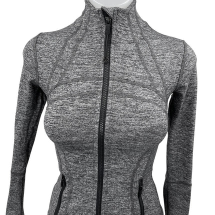 Lululemon Black Heather Swiftly Tech Long Sleeve Full Zip Athletic Jacket Top 2