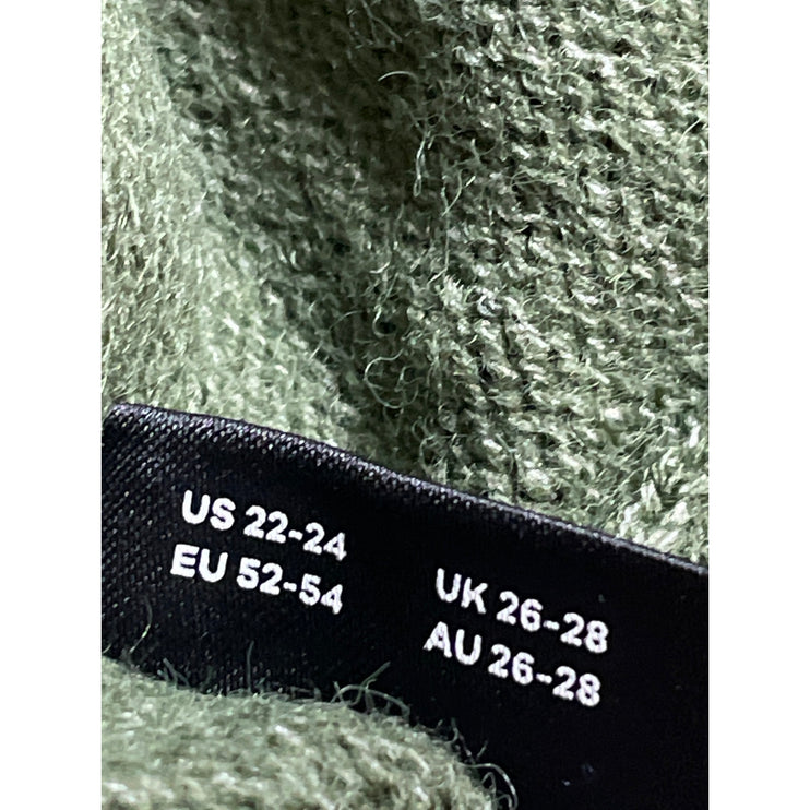 Bloomchic Women Green Floral Daisy Long Sleeve Knit Crew Neck Sweater Top 22/24