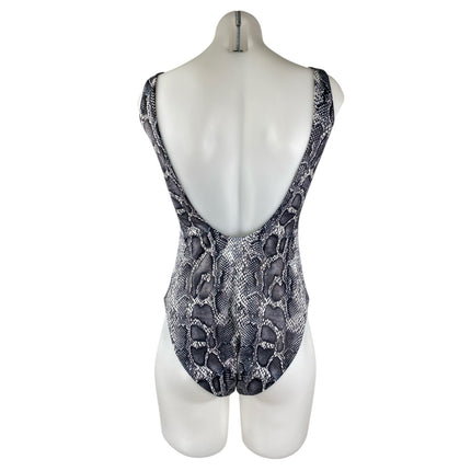 NEW Onia Kelly Gray Snakeskin Print Sleeveless Scoop Neck One Piece Swimwear M