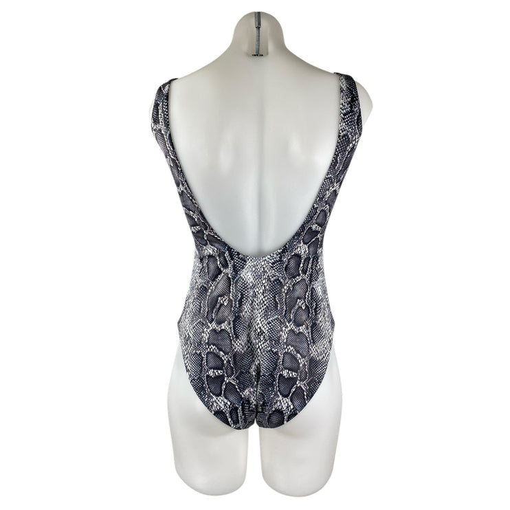 NEW Onia Kelly Gray Snakeskin Print Sleeveless Scoop Neck One Piece Swimwear M