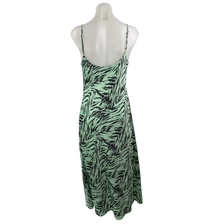 WAYF Influencing Satin Tiger Print Cowl Neck Sleeveless Midi Tank Slip Dress S