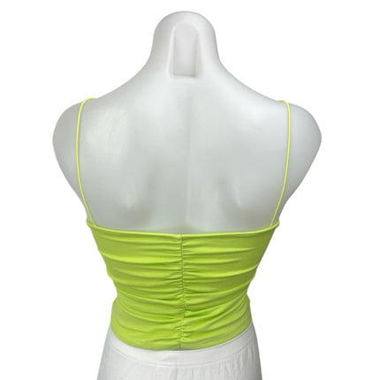 Zara Women's Green Sleeveless Ruched Square Neck Cami Camisole Crop Tank Top S