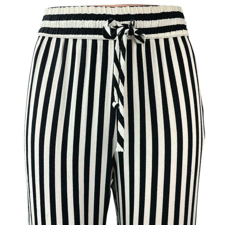 Reformation Women's Black White Striped High Rise Cropped Casual Pants Size S