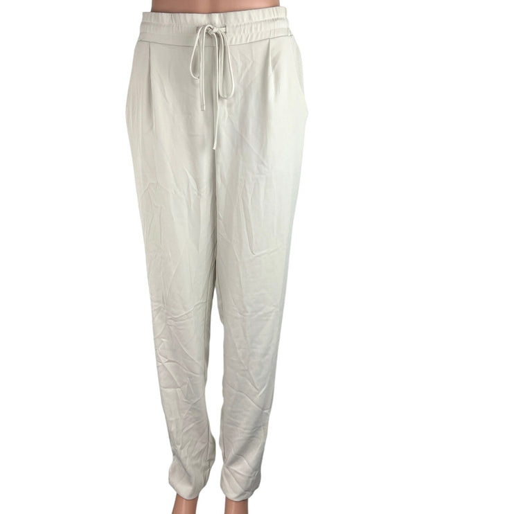 Melloday White High Rise Elastic Waist Drawstrings Straight Leg Jogger Pant Sz M