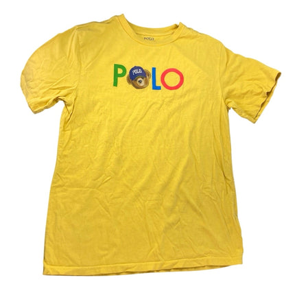 POLO Ralph Lauren Yellow Crewneck Short Sleeve Graphic Tee T-shirt Top L 14-16