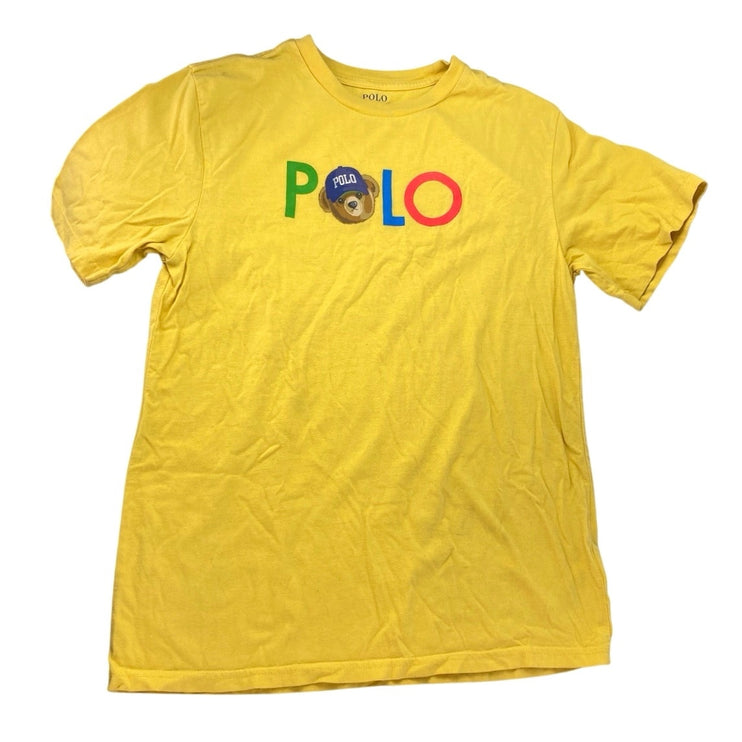 POLO Ralph Lauren Yellow Crewneck Short Sleeve Graphic Tee T-shirt Top L 14-16