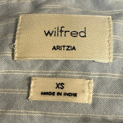 Aritzia Wilfred Blue Striped Long Sleeve Relaxed Curve Hem Button Down Shirt XS