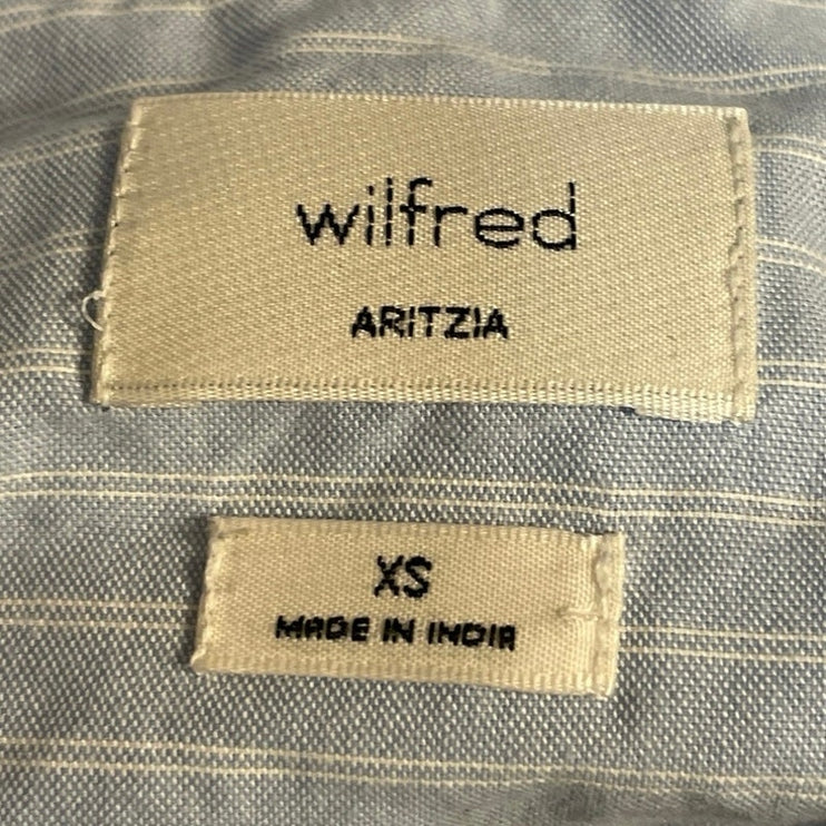 Aritzia Wilfred Blue Striped Long Sleeve Relaxed Curve Hem Button Down Shirt XS