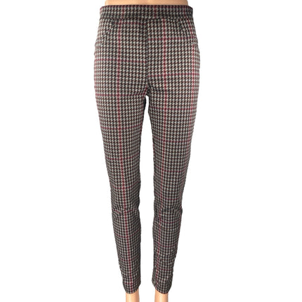 Sanctuary Women's Black Red Houndstooth High Rise Skinny Trousers Pants Size S