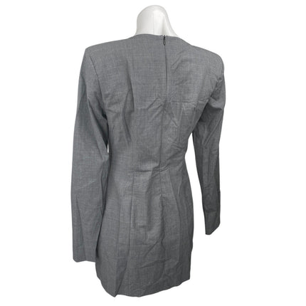Zara Womens Gray Sweetheart Neck Long Sleeve Zip Mini Career Sheath Dress Size M