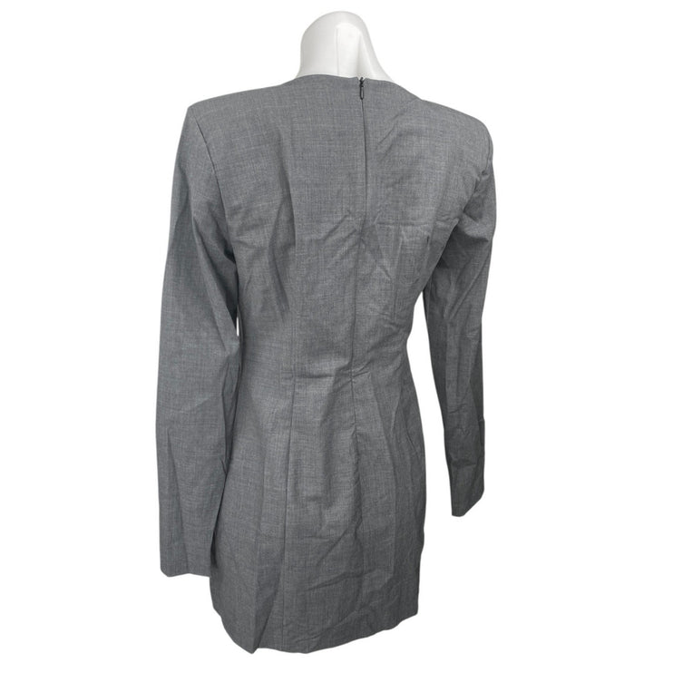 Zara Womens Gray Sweetheart Neck Long Sleeve Zip Mini Career Sheath Dress Size M