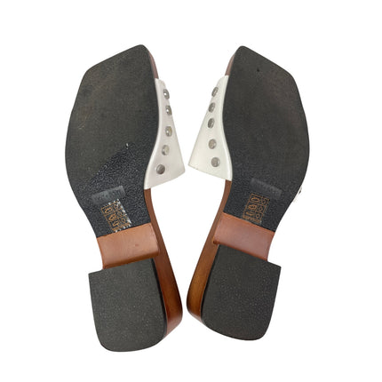 Oak + Fort Women's Wooden Sole Low Block Heel Square Toe Clog Slides 8 (9.5in)