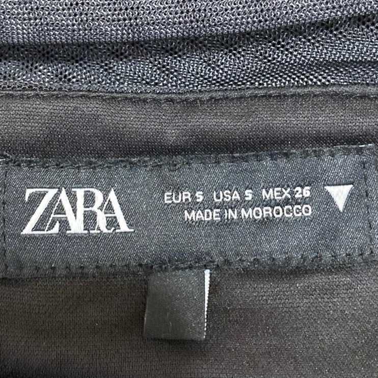 Zara Blue Black Colorblock Strapless Tube Bandeau Mini Bodycon Dress Size S