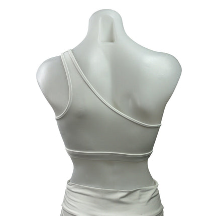 Gymshark White One-shoulder Sleeveless ActiveWorkout Sports Bra Crop Tank Top S